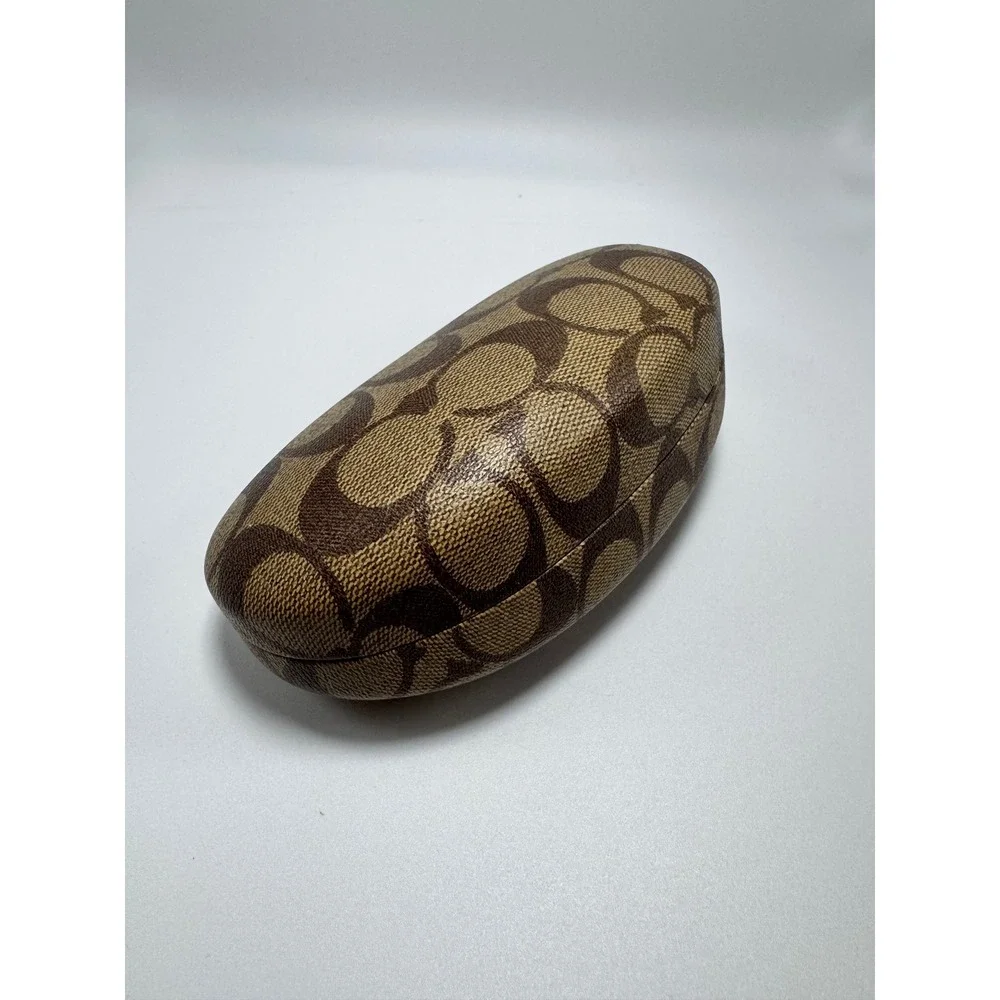 Coach Signature Monogram Hard Shell Sunglasses Eyeglasses Case with Cloth Brown